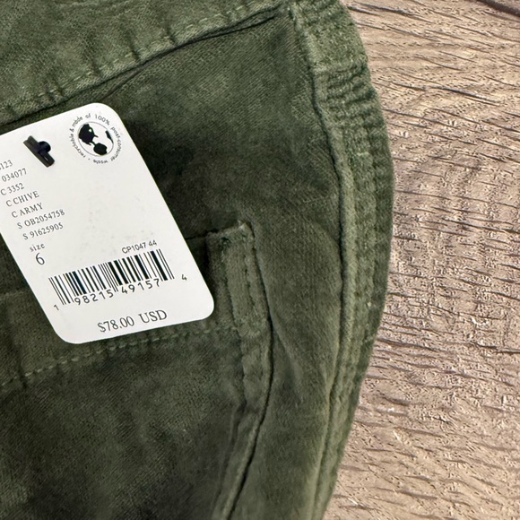 Free People High Time Velvet Kick Flare Pants Olive Army Green size 6 NWT - Picture 5 of 8